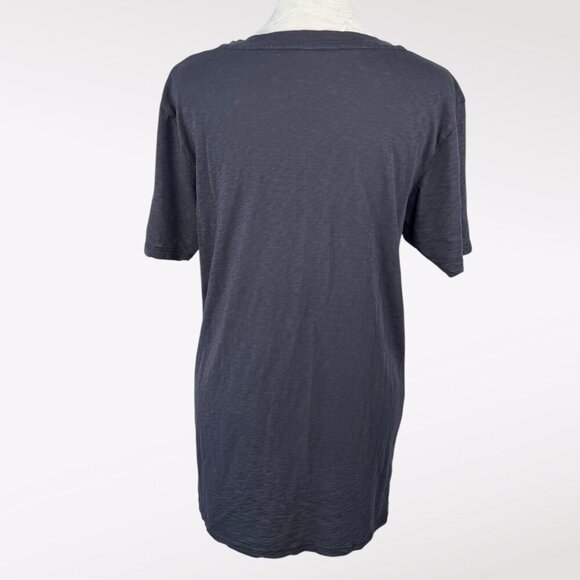 Velvet Navy Slub Cotton Deep V Neck Tee Medium - Picture 5 of 8